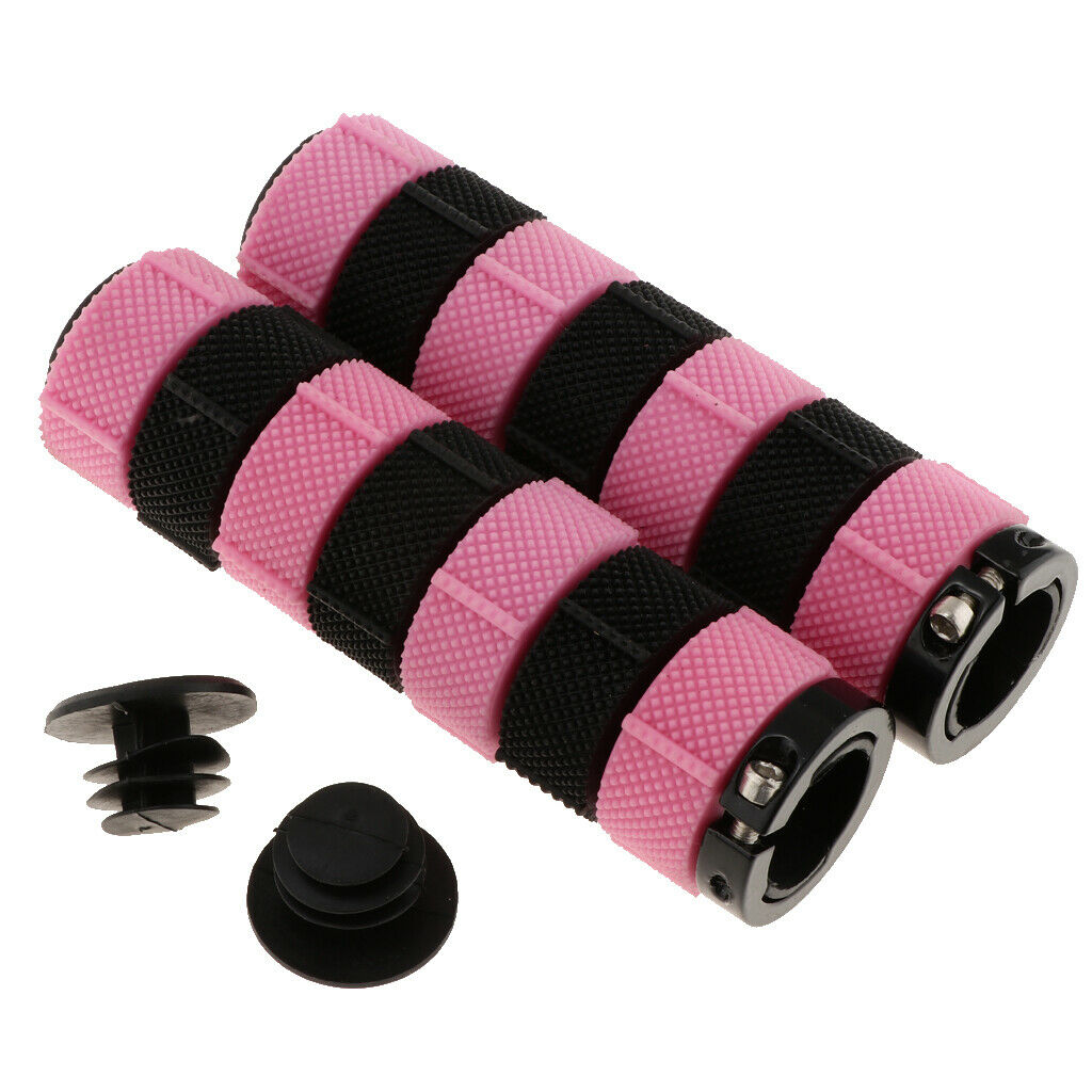 Anti slip MTB Bicycle Bike Handlebar Grips Silicone Gel Cover Pink + Black