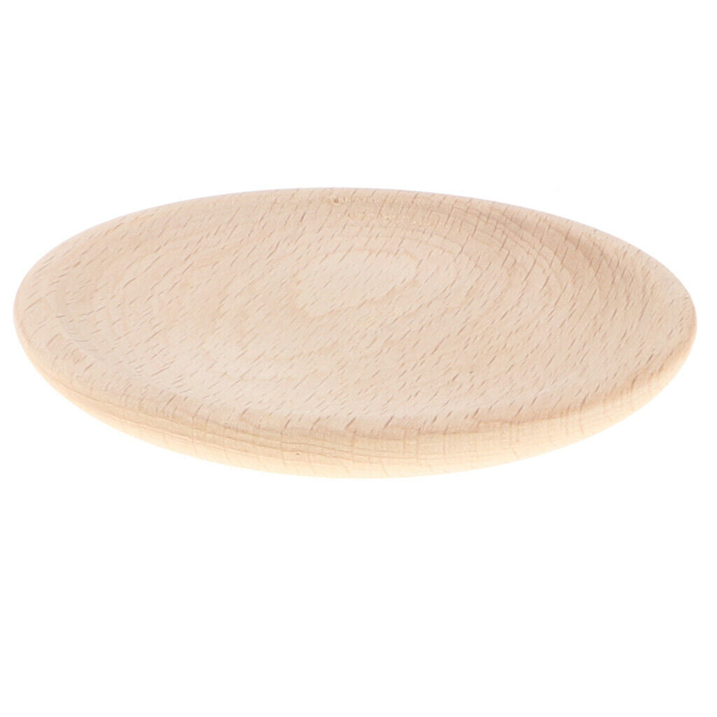 4pcs Wooden Tea Coffee Saucer Tableware Pretend Play Kitchen Education Toys
