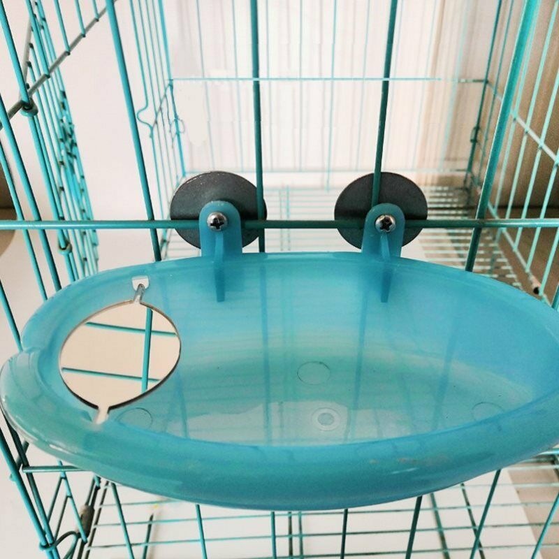 Parrot Bathtub With Mirror Pet Cage Accessories Bird Bath Shower Boxu Rf