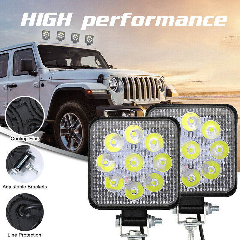 2PC 3.34" Square LED Fog / Flood Light Offroad Boat Tow Truck UTE ATV Work Light