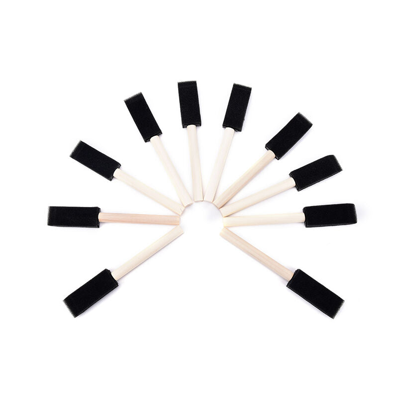10X 1'' Foam Sponge Brushes Wooden Handle  Painting Drawing Craft Draw PJ.l8