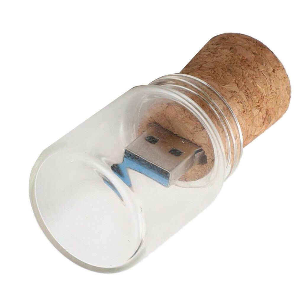 Wooden Cork Glass Bottle U-Disk3.0 32GB Flash Drive Memory Stick Lovely Gift