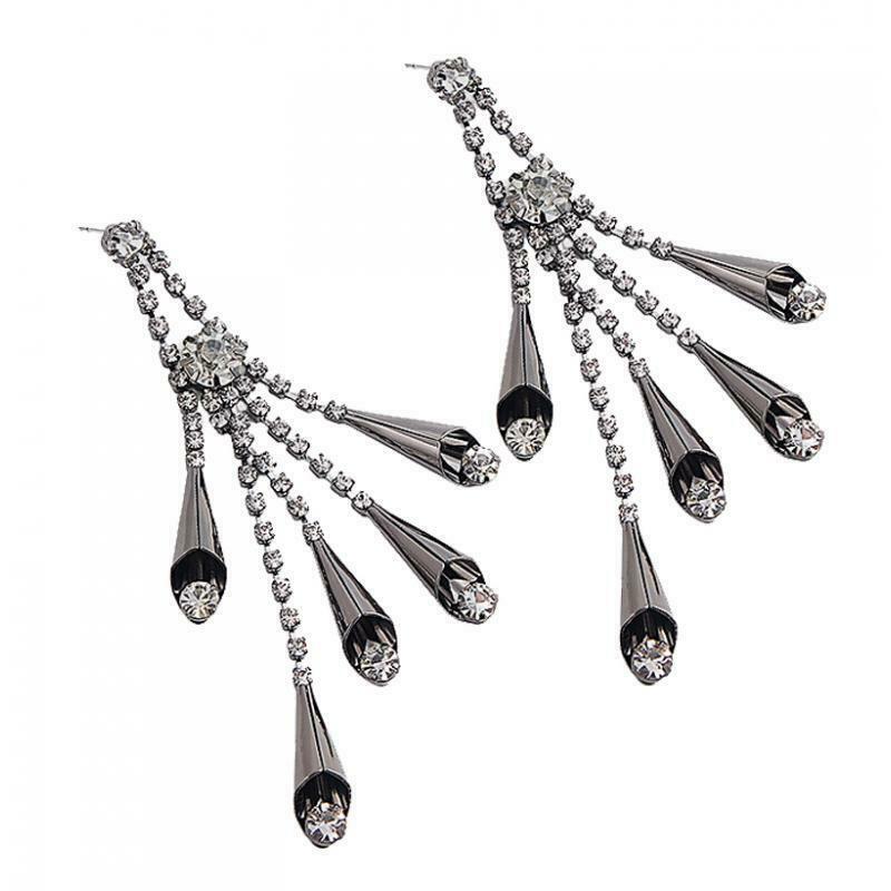 1 Pair Fashion Charm Women Lady Long Tassel All Occasions Ear Studs Black