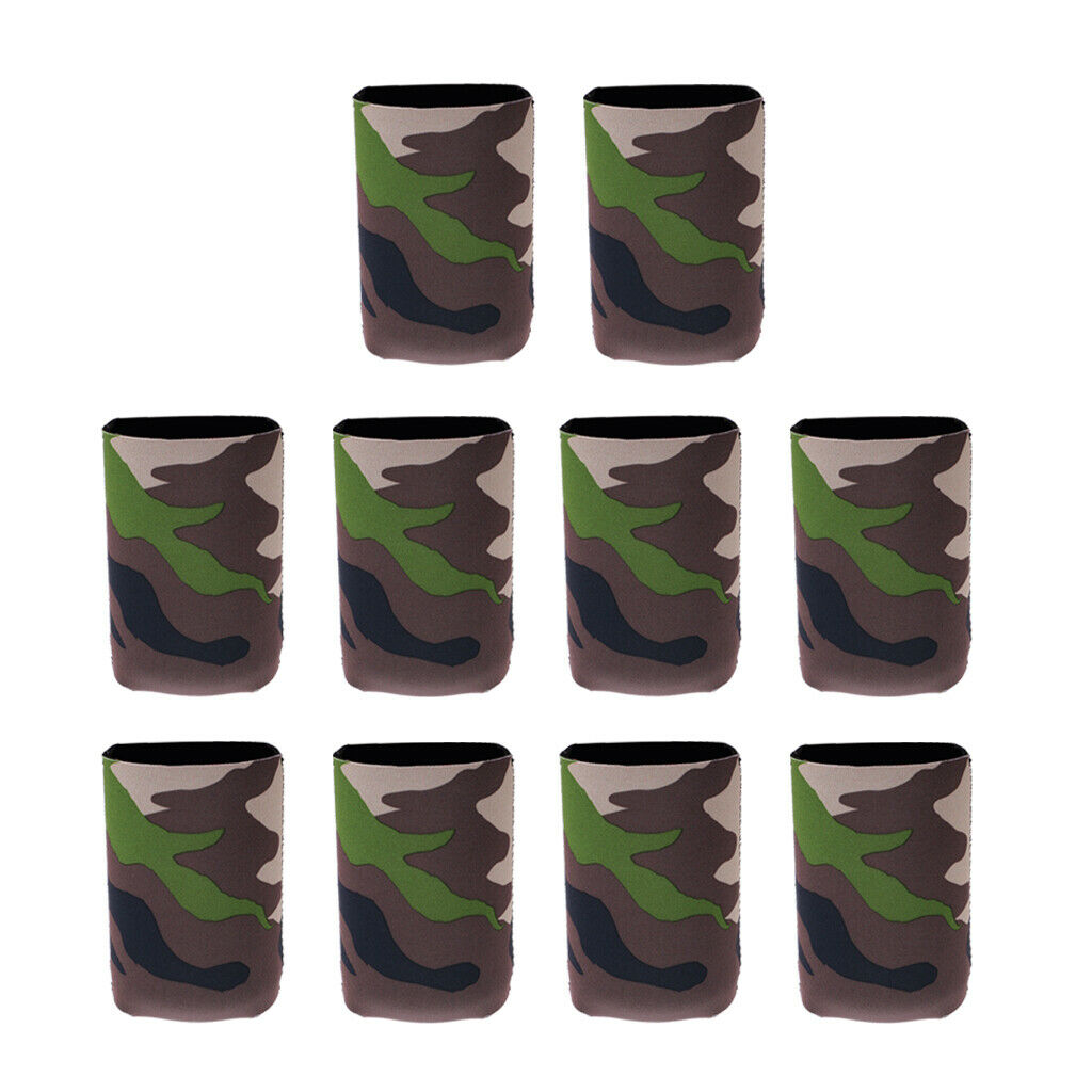10pcs Camouflage Beer Tin Can Cooler Soda Sleeve Holder Wrap Party Favors