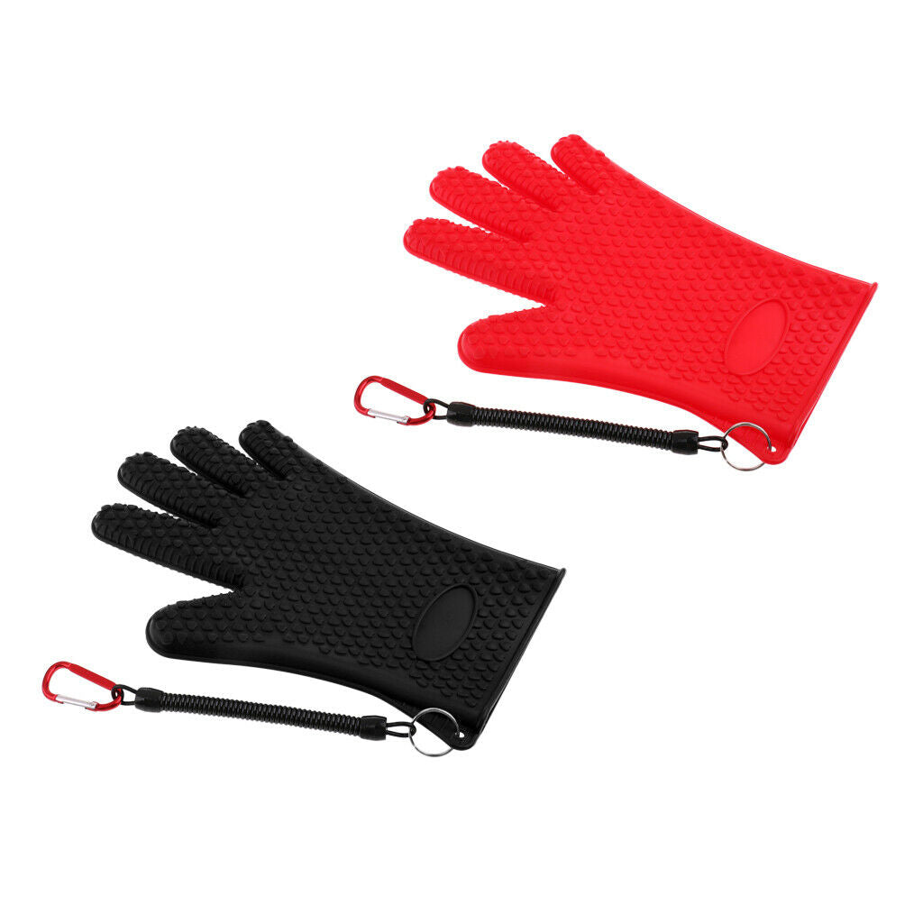 Catch Fish Gloves Anti-slip Fishing Gloves with Buckle Anti-slip Black