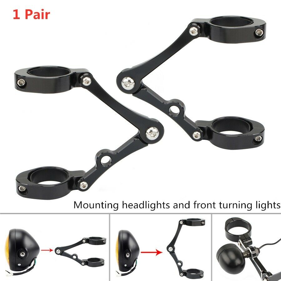 1 Pair 48mm Motorcycle Headlight Bracket with 4 Washers CNC Aluminum Oxidized