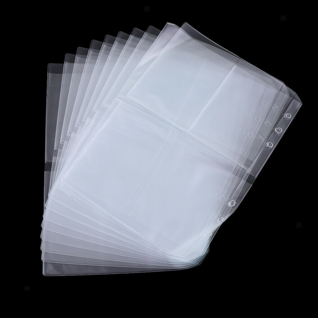 A5 Clear Plastic Punched Punch Pockets Folders Filing Wallets Sleeves