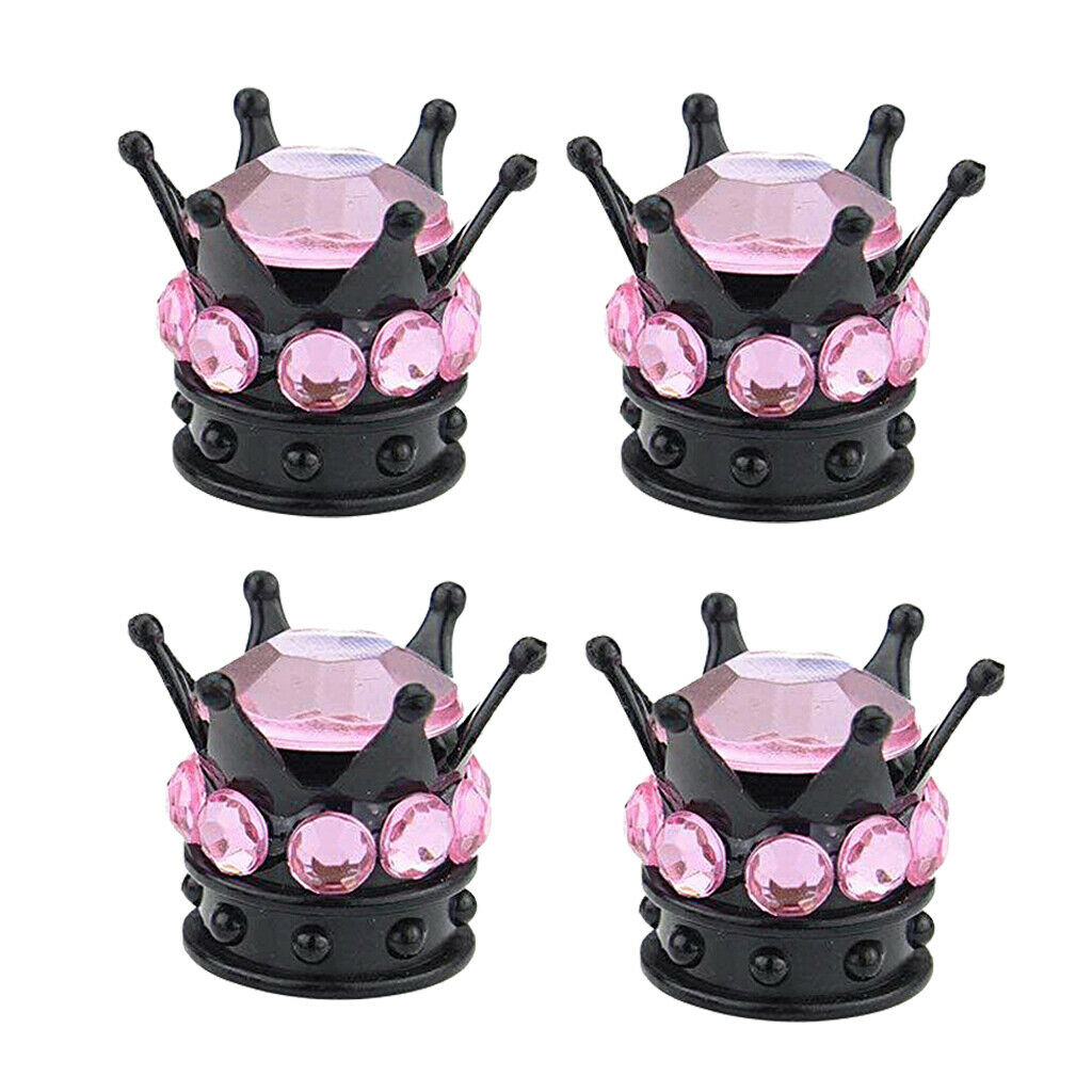 4 pieces Crown Bling Diamond tire / wheel stem valve caps passenger truck