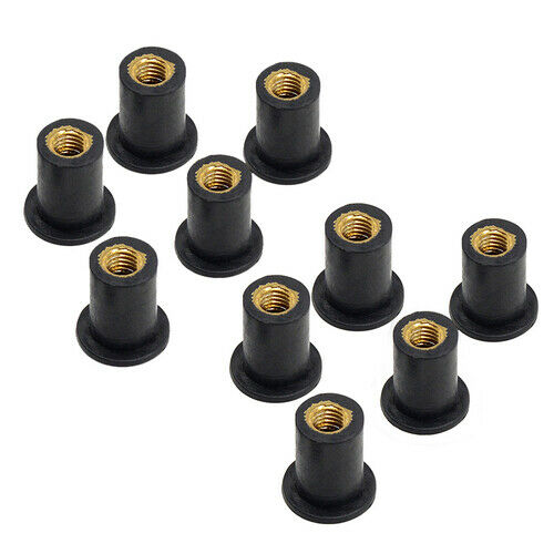 50 Pcs M5x0.8mm Motorcycle ATV Windscreen/Body Fixed Well Nut Rubber &Brass NUTS
