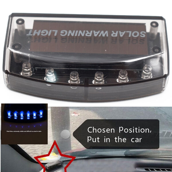 6 LED's Solar Energy Car Security Alarm/Warning Theft Flash Sensor Light Pretty