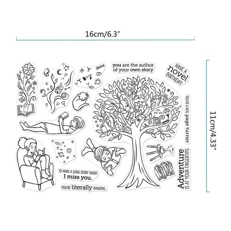 Reading Under The Tree Silicone Stamps Metal Cutting Dies Stencil Template Set