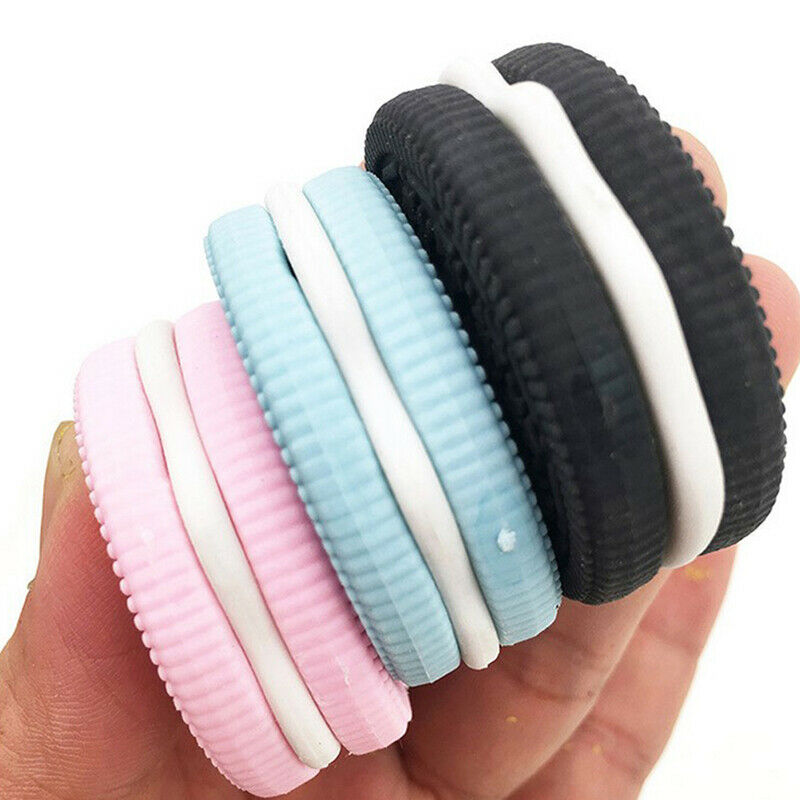 Cute Eraser Biscuit Cookie Modeling School Supplies Pink Blue Black Rubb.l8