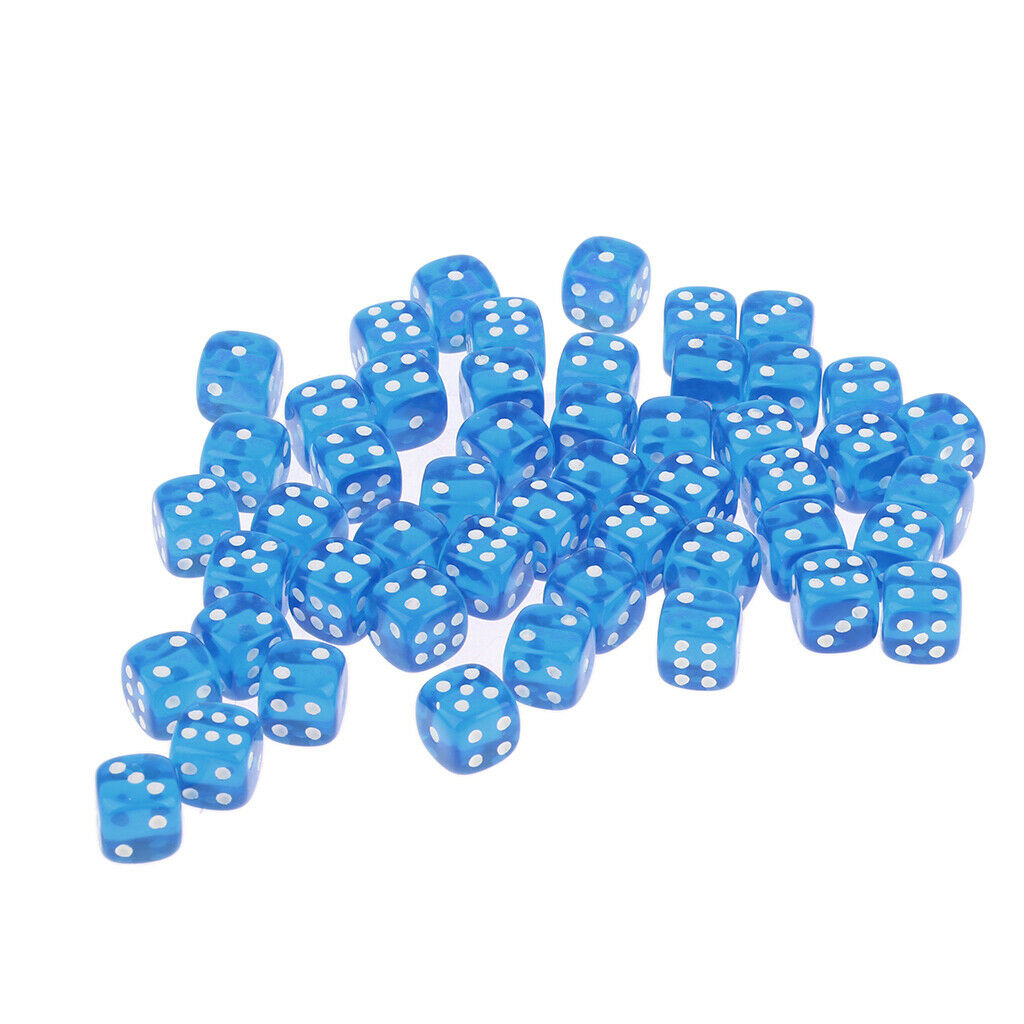 50pcs Acrylic D6 Six Sided Game Dice D&D TRPG Game Toys