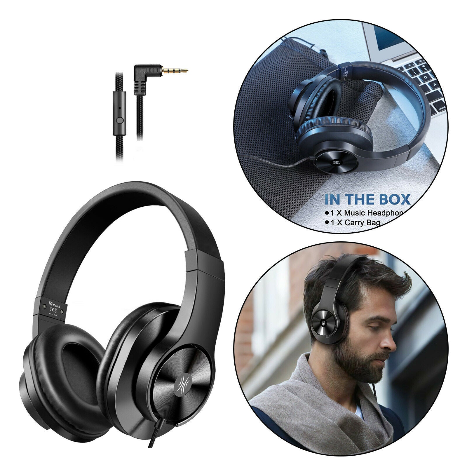 Wired 3.5mm Headphones with 40mm Drivers for Computer Guitar Amp Piano PC