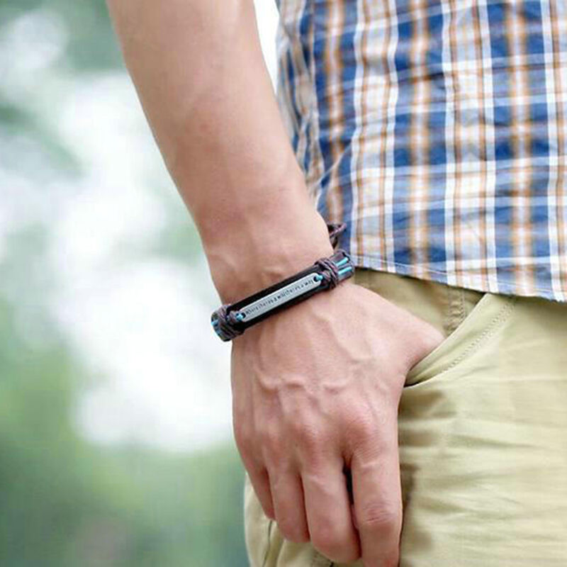 DIY Men Cuff Surfer Tribal Hemp braided Wrap Wrist Faux Leather Bracele.l8