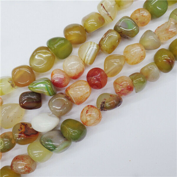 1Strand 11x9mm Yellow&Green Stripes Onyx Agate Freeform Loose Beads 15.5" HH9105