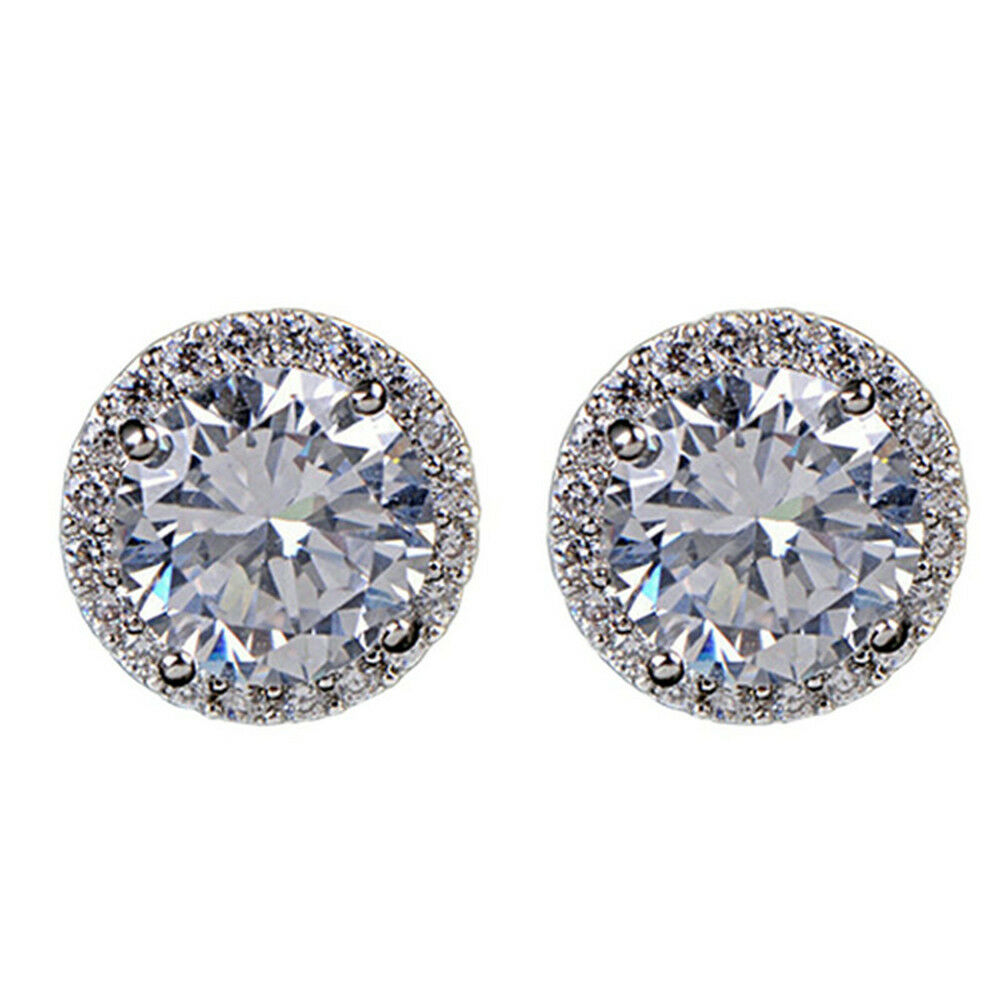 Women Nice Crystal Inlaid Zircon Ear Stud Platinum Plated Earrings jewerly gift