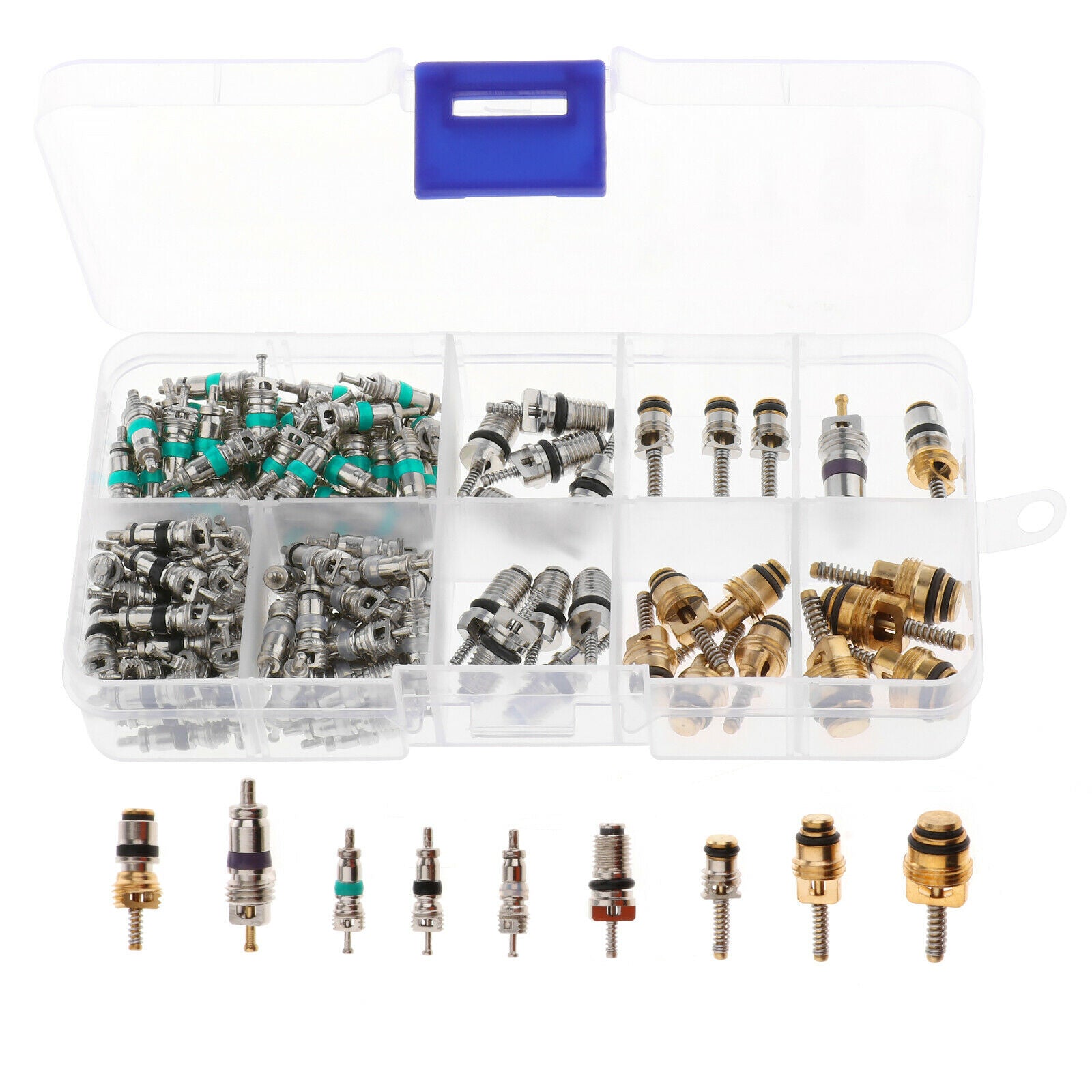 Set Of 134 Pieces A / C Schrader Valves R134a Tires Set Screws Nuts