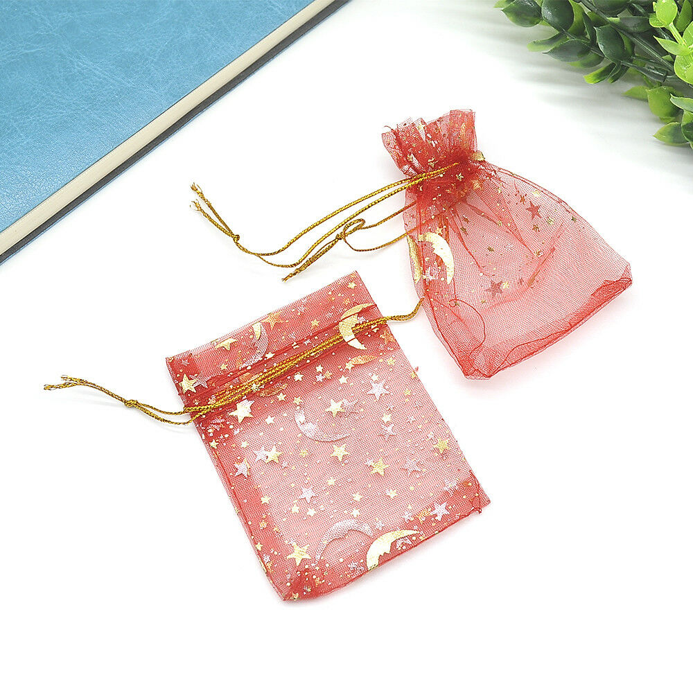 100Pc/set Moon Star Organza Gift Bags Wedding Jewelry Drawstring Party Pouches
