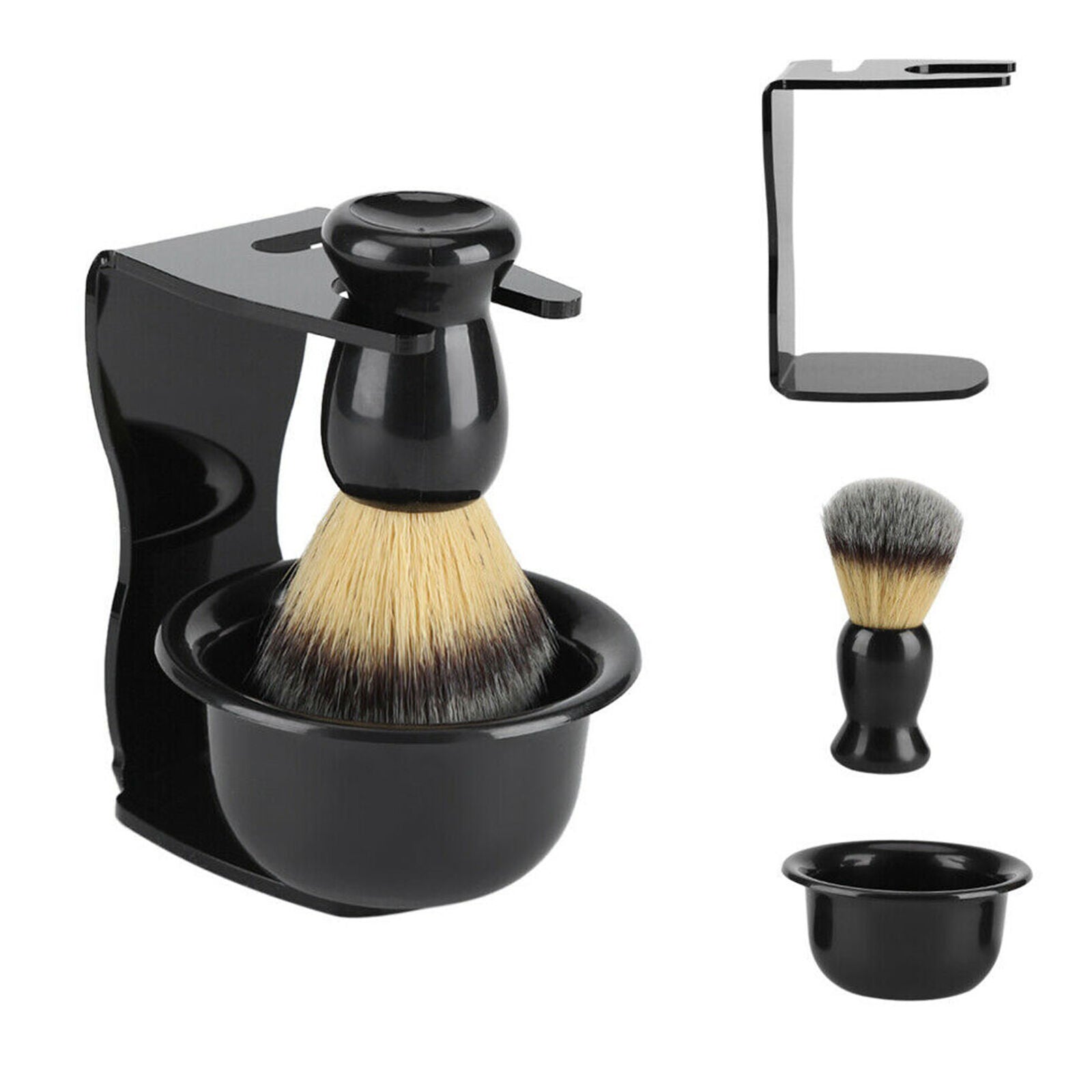 3 in 1 Home Salon Shaving Set Stand Holder & Shaving Brush & Bowl Cup Men