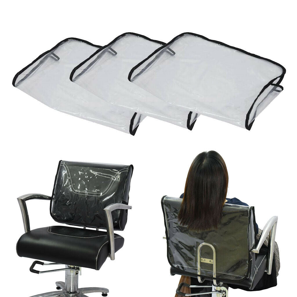 3x Barber Chair Back Covers Hair Salon PVC Vinyl Cover Protective Clear