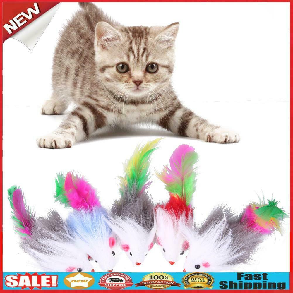 5pcs Soft Cat Toys Mouse Fleece False Funny Cat Kitten Playing Toys @