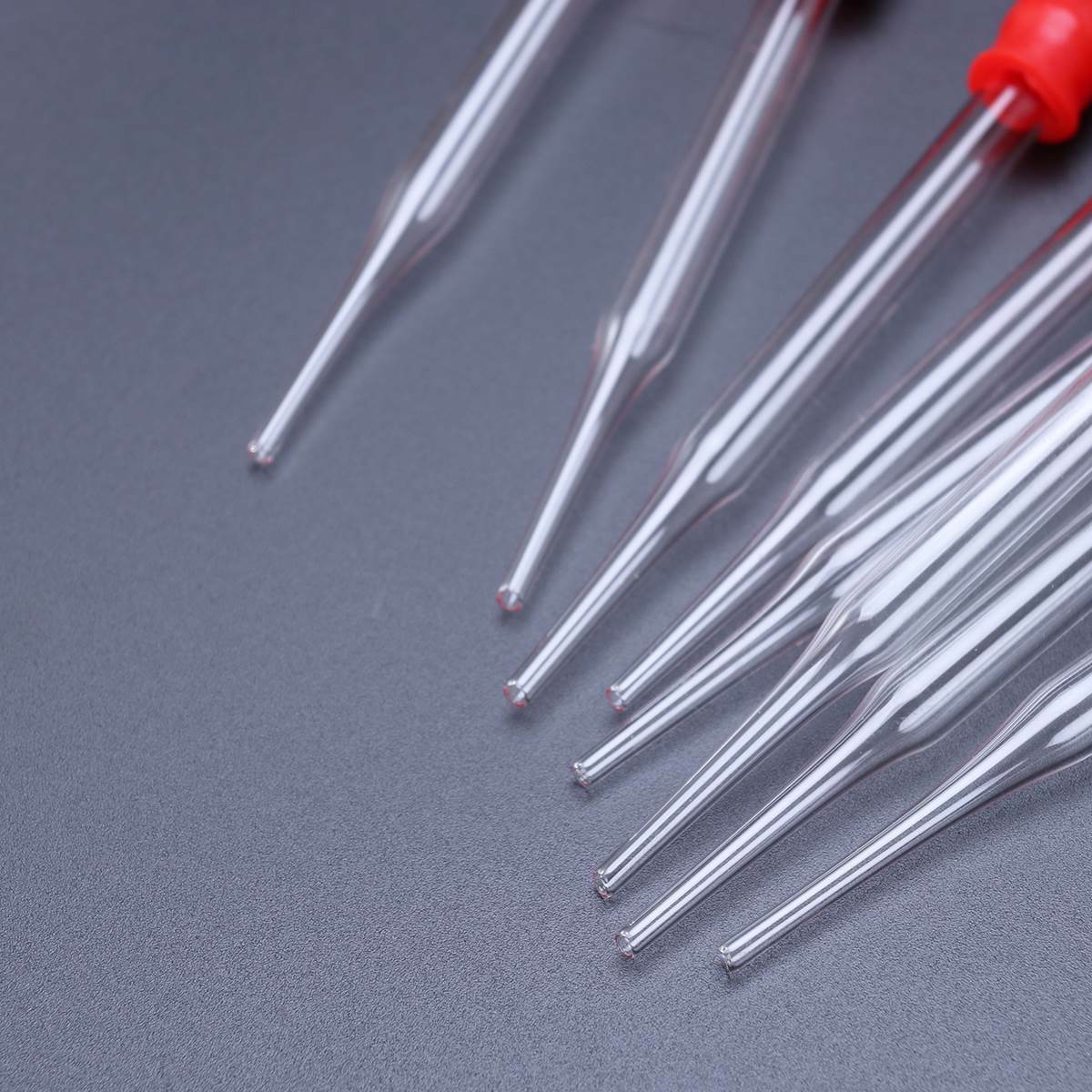10 Pcs 9cm Glass Pipette Medicine Laboratory Dropper Red Rubber Head Pipet