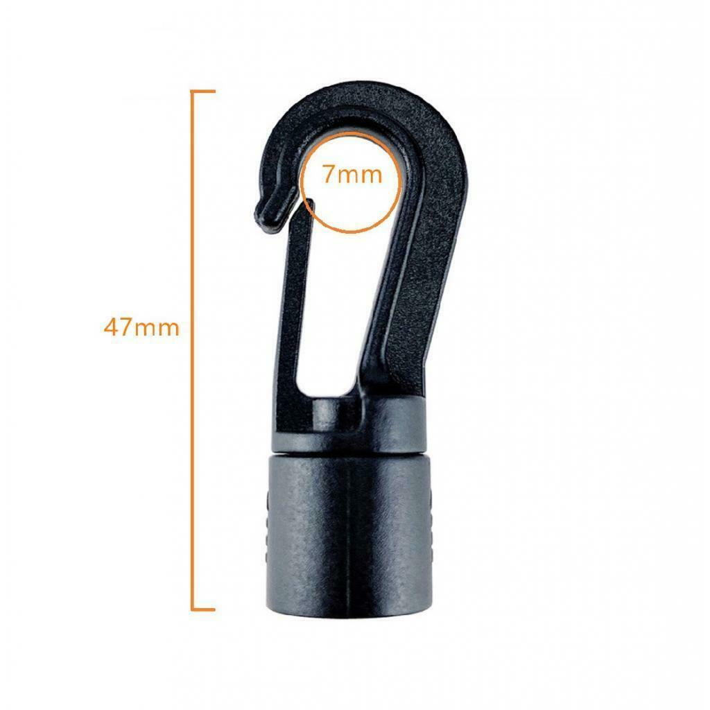 Black Plastic Hook End Replacement for 6mm 5mm Elastic Bungee Shock Cord/Rope