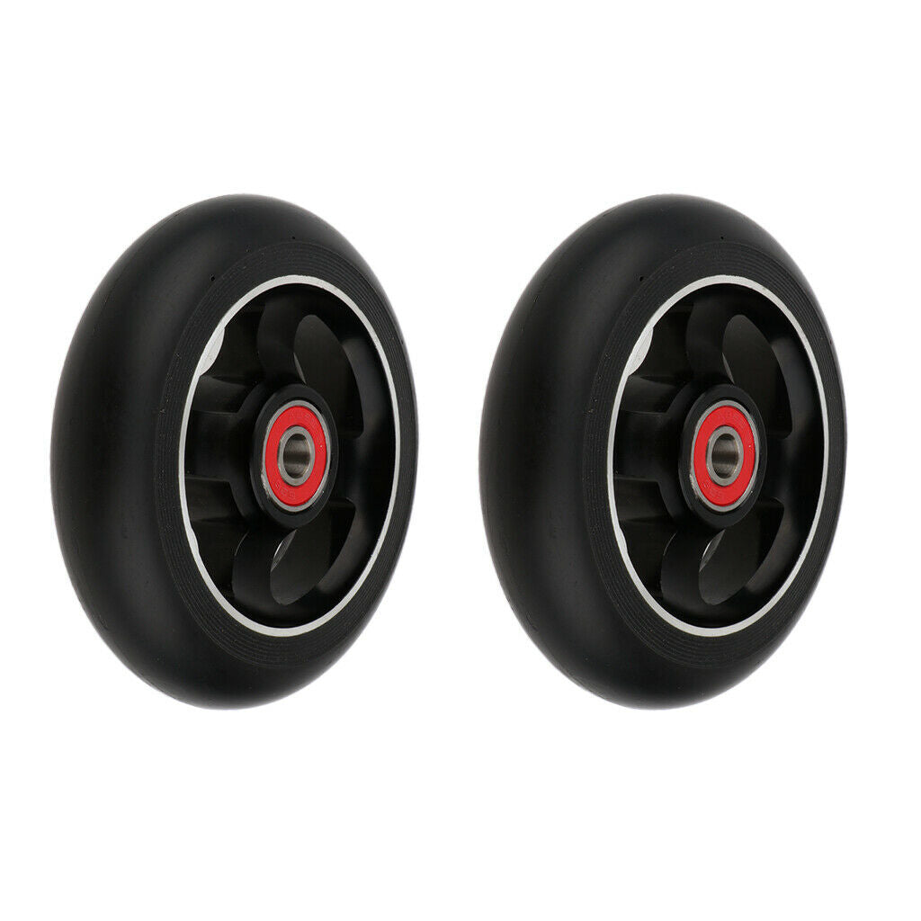 2x Replacement 10cm Kick/Stunt Scooter Wheels with Bearings & Bushings Black
