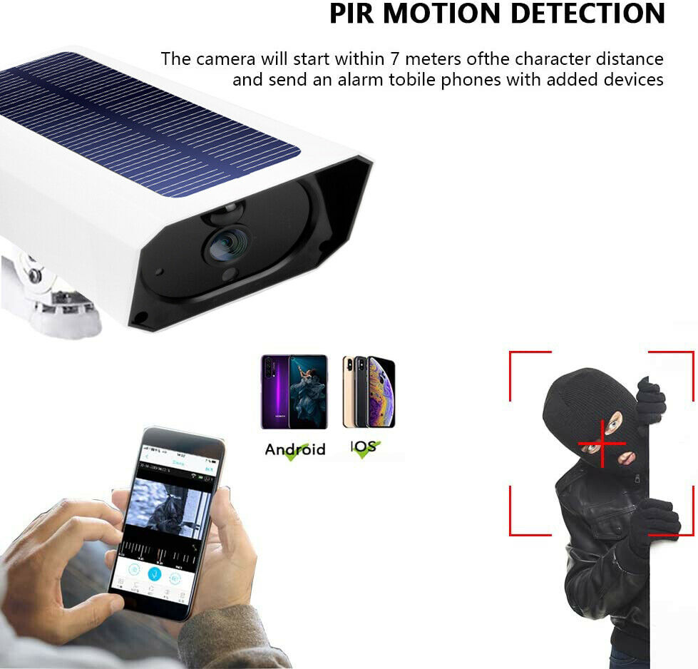 1080P Solar Powered Energy Security Camera Wireless WiFi IP Home HD CCTV Outdoor