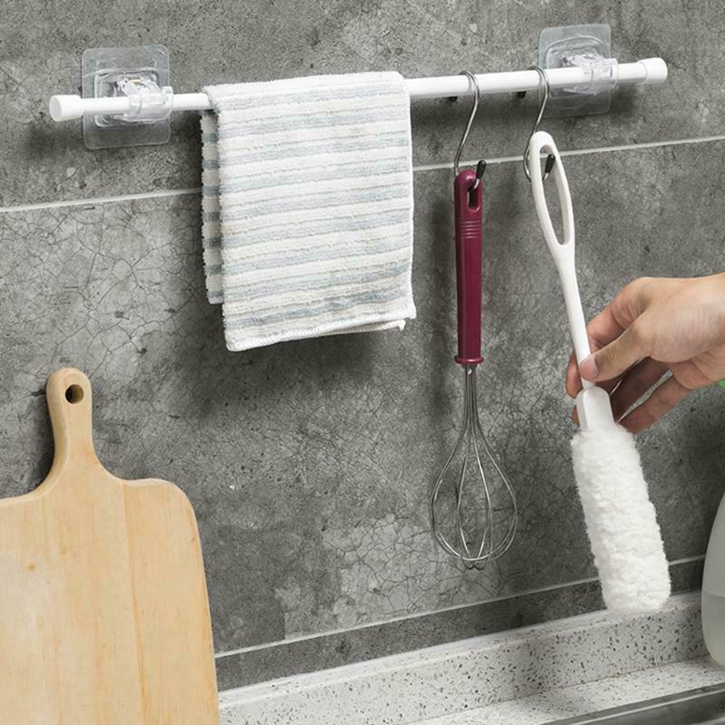 Transparent Hanging Rod Clamps Bathroom Shower Curtain Rod Fixed Clip Bracket