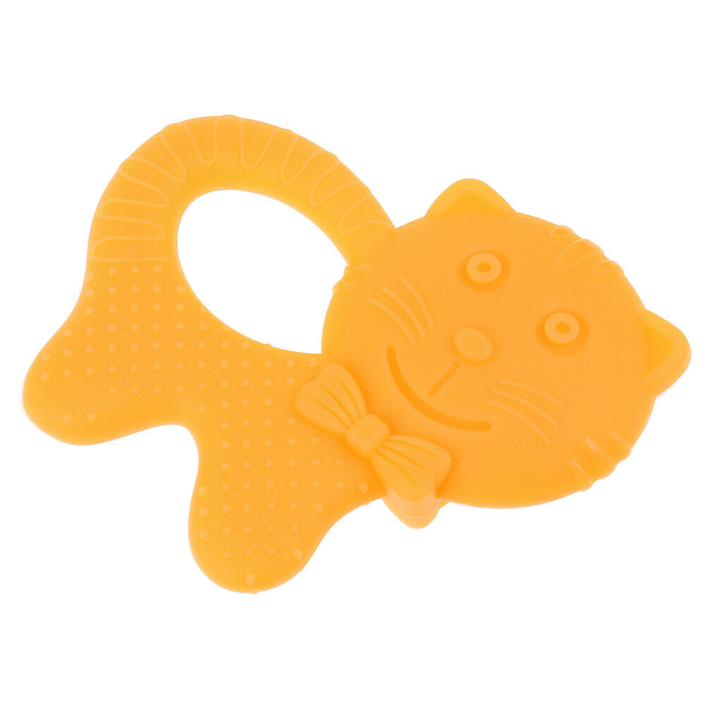Babies Infants Safe Teething cartoon Toys Silicone Molar Rod  Orange Cat