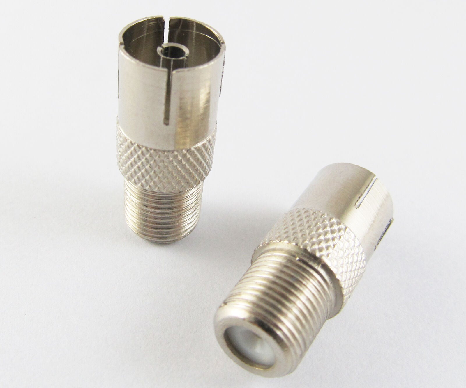 6pcs Metal Nickel F Female Jack to TV PAL Female Jack Coaxial Connector Adapter