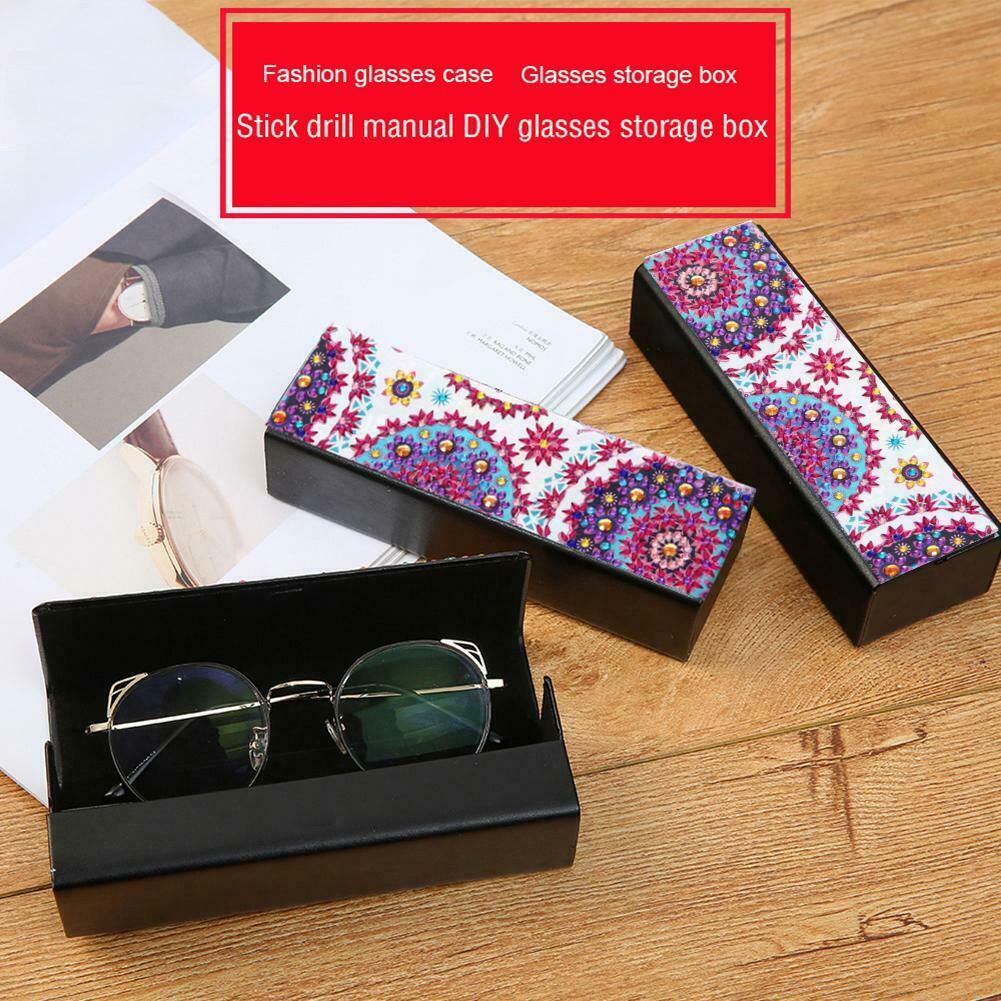 DIY Diamond Painting Eye Glasses Storage Box Travel Leather Sunglasses Case @