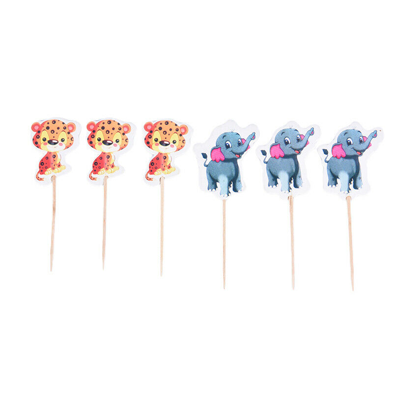 24pcs Animal Cake Toppers Jungle Safari Party Cupcake Birthday Decorati.l8