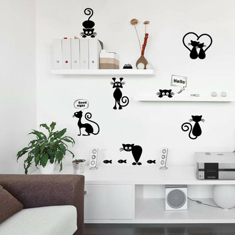 Lovely Cat Light Switch Phone Wall Stickers For Kids Rooms Diy Home Decor.l8