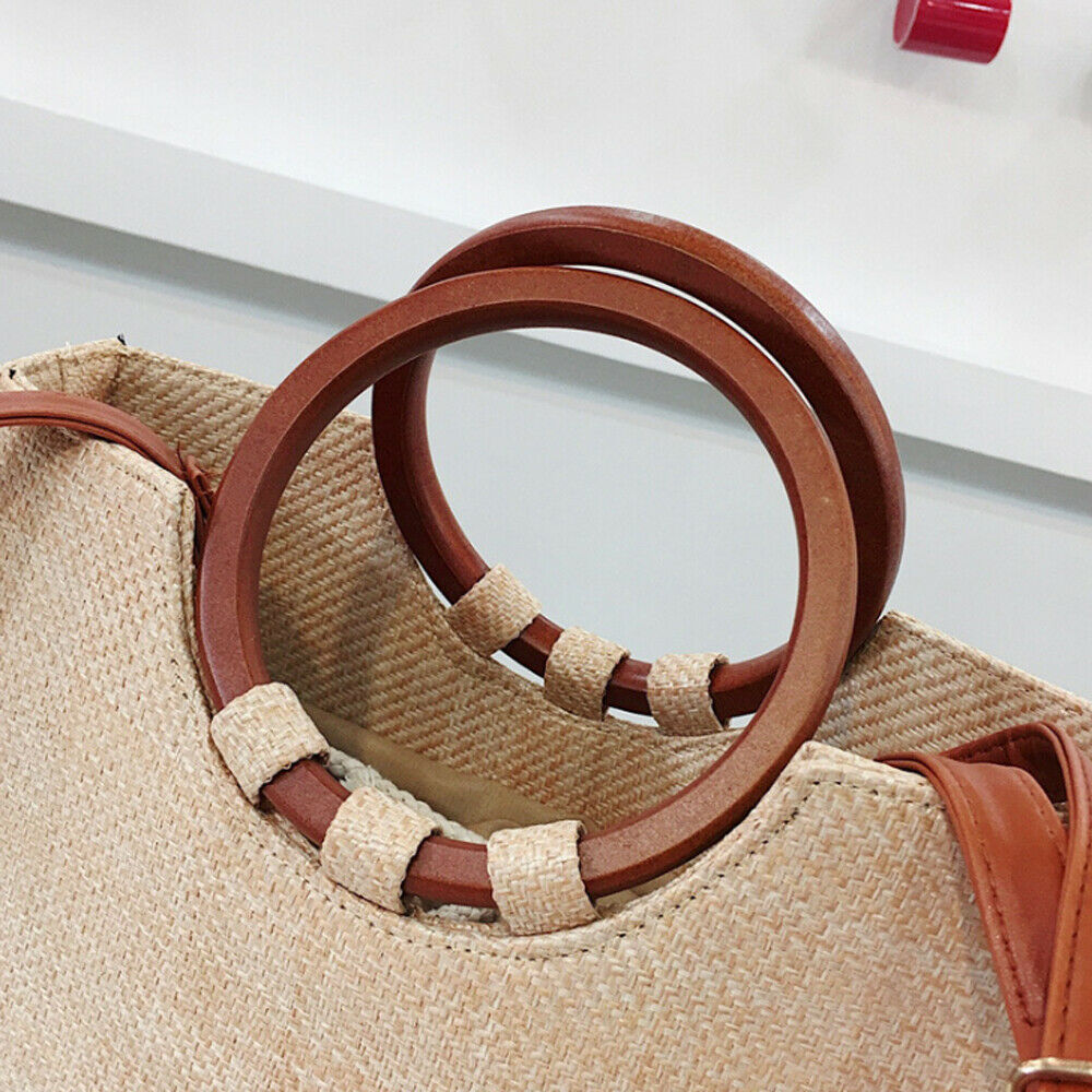 Summer Straw Beach Bag Natural Hand Tote Handbags Woven Shoulder Bag For Women