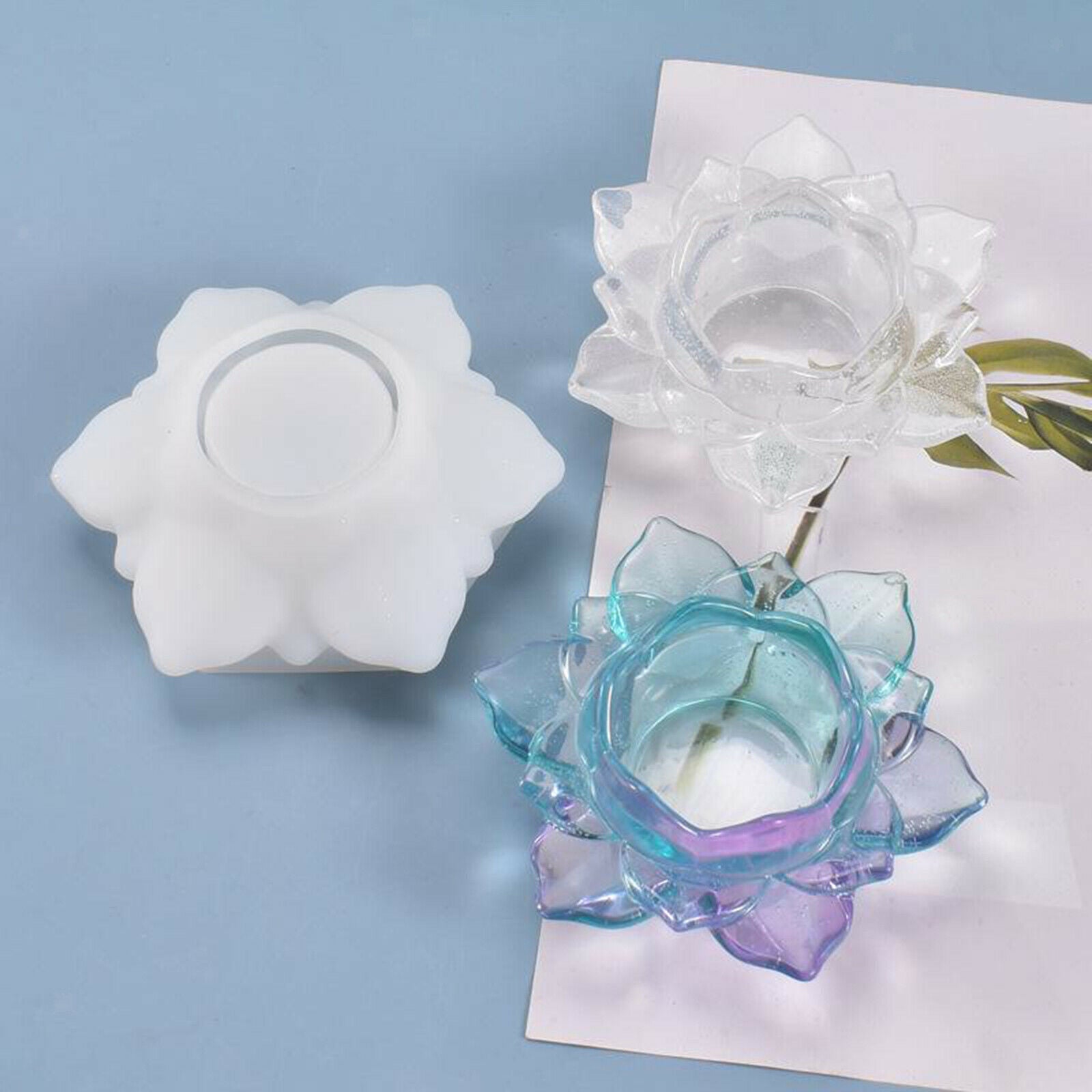 Silicone Lotus Shape Tealight Candle Holder Mold Candlestick Mould DIY