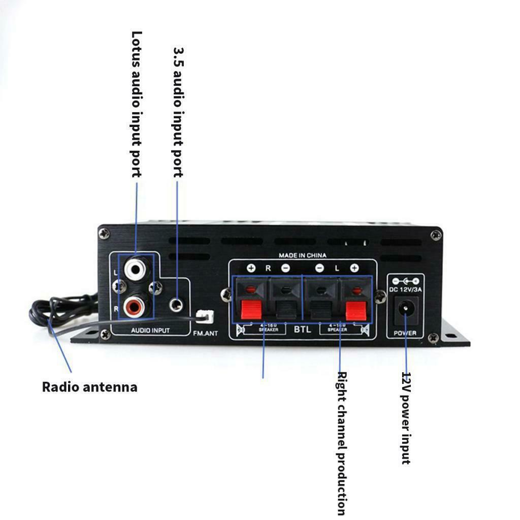 400W + 400W Audio Power Amplifier for Car Home Garage CD Theater PA System