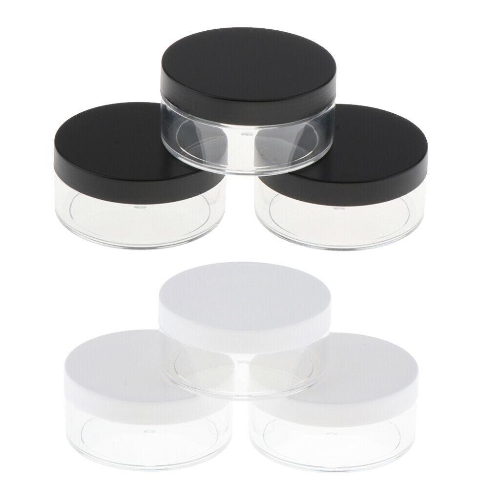6x 50g Plastic Empty Loose Powder Container Powder Puff Case Cosmetic Box
