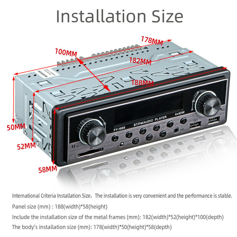 16 PIN-ISO 4-Channel Digital Car Bluetooth Audio USB/SD/FM/WAV MP3 Player Unit