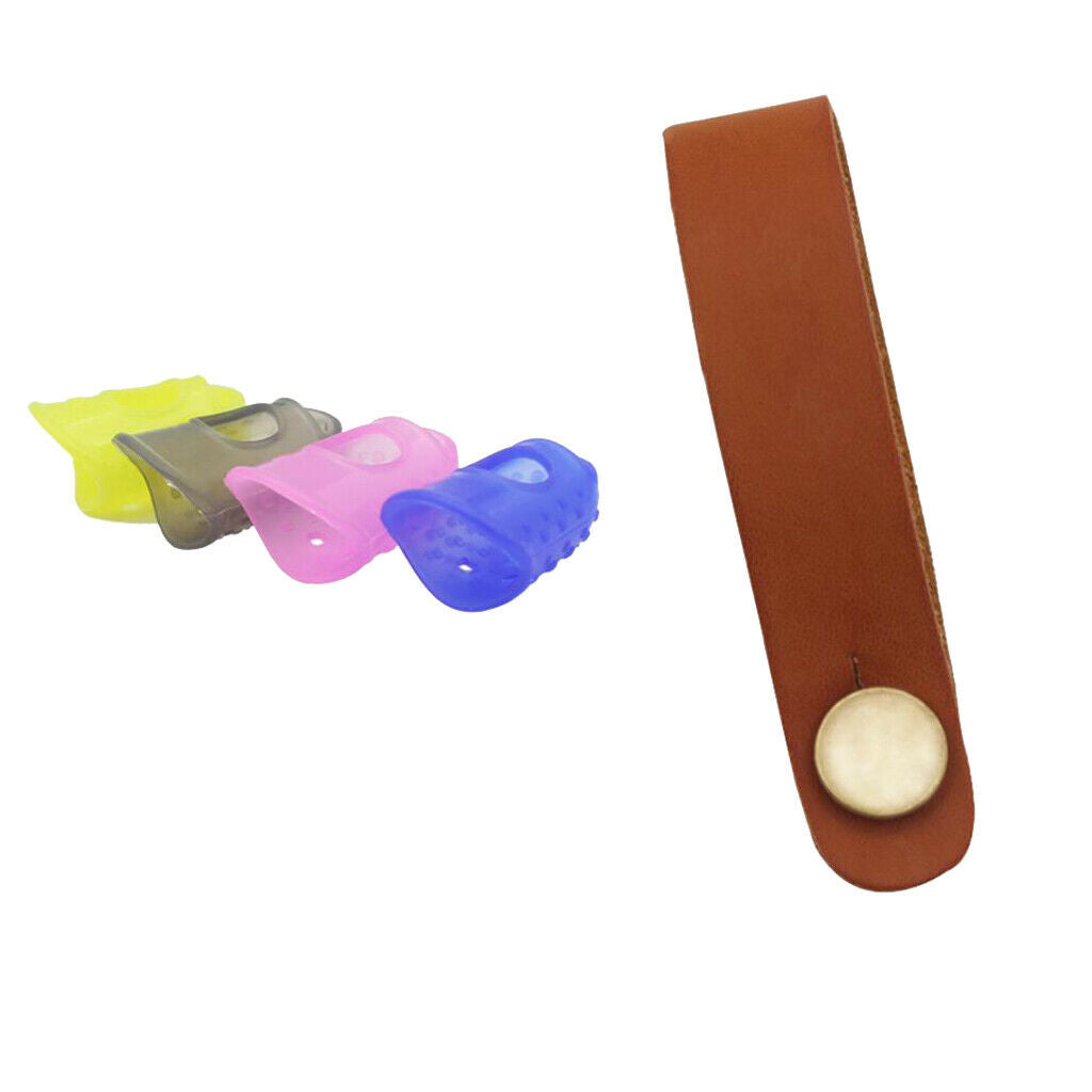 1 Piece Guitar Neck Strap with 4 Thumb Fingers Picks