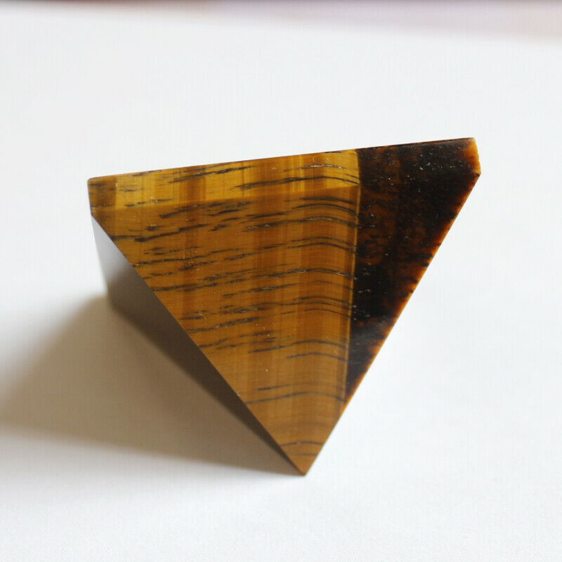 Natural Reiki Tumbled Tiger Eye Stone Carved Pyramid Crystal Protective Healing