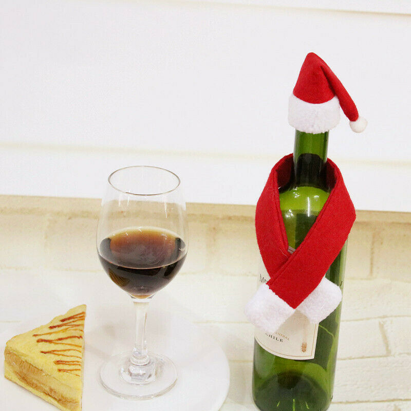 2PCS Christmas Wine Bottle Stopper Santa Hat Scarf Charms Bottle Accessories