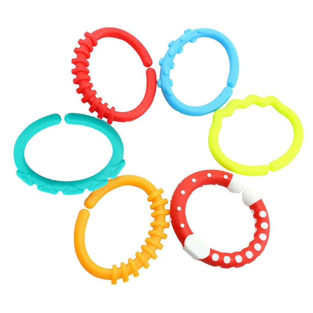 6pcs Baby Teething Rings BPA Free Silicone Teether Bracelet - Sensory Rings