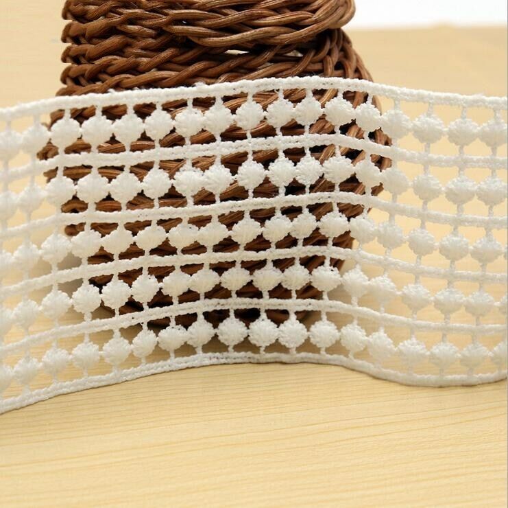 4 Yards White Milk silk wide Hollow lace sewing crafts Accessories 7.5cm