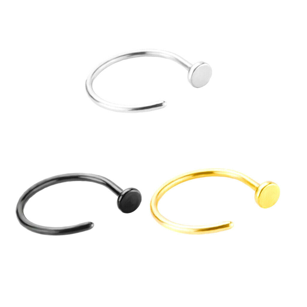 3pcs Horsehoe Spike Eyebrow Lip Nose Ring Barbell Stud Hoop Body Piercing