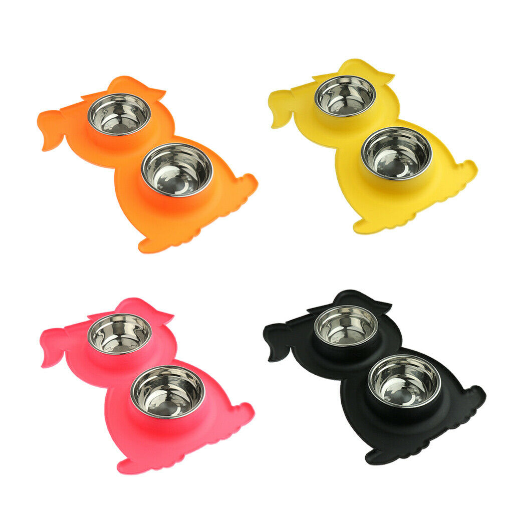 Pet Feeding Double Dog Bowl Stainless Steel Water and Food Bowls  Orange