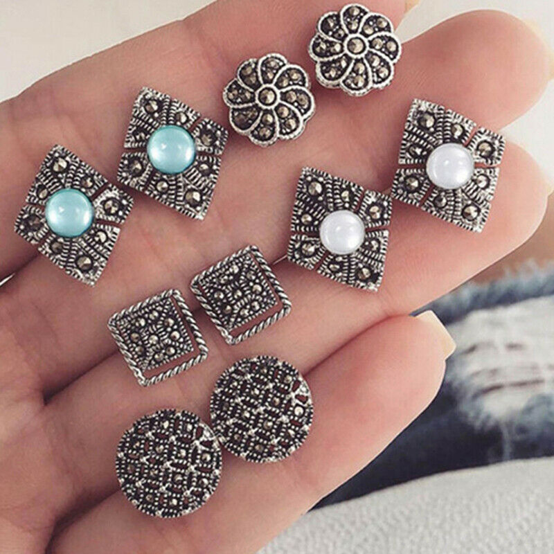 5 Pairs /set New Fashion Women Stud Earring Girls Birthday Party Mashup E.l8