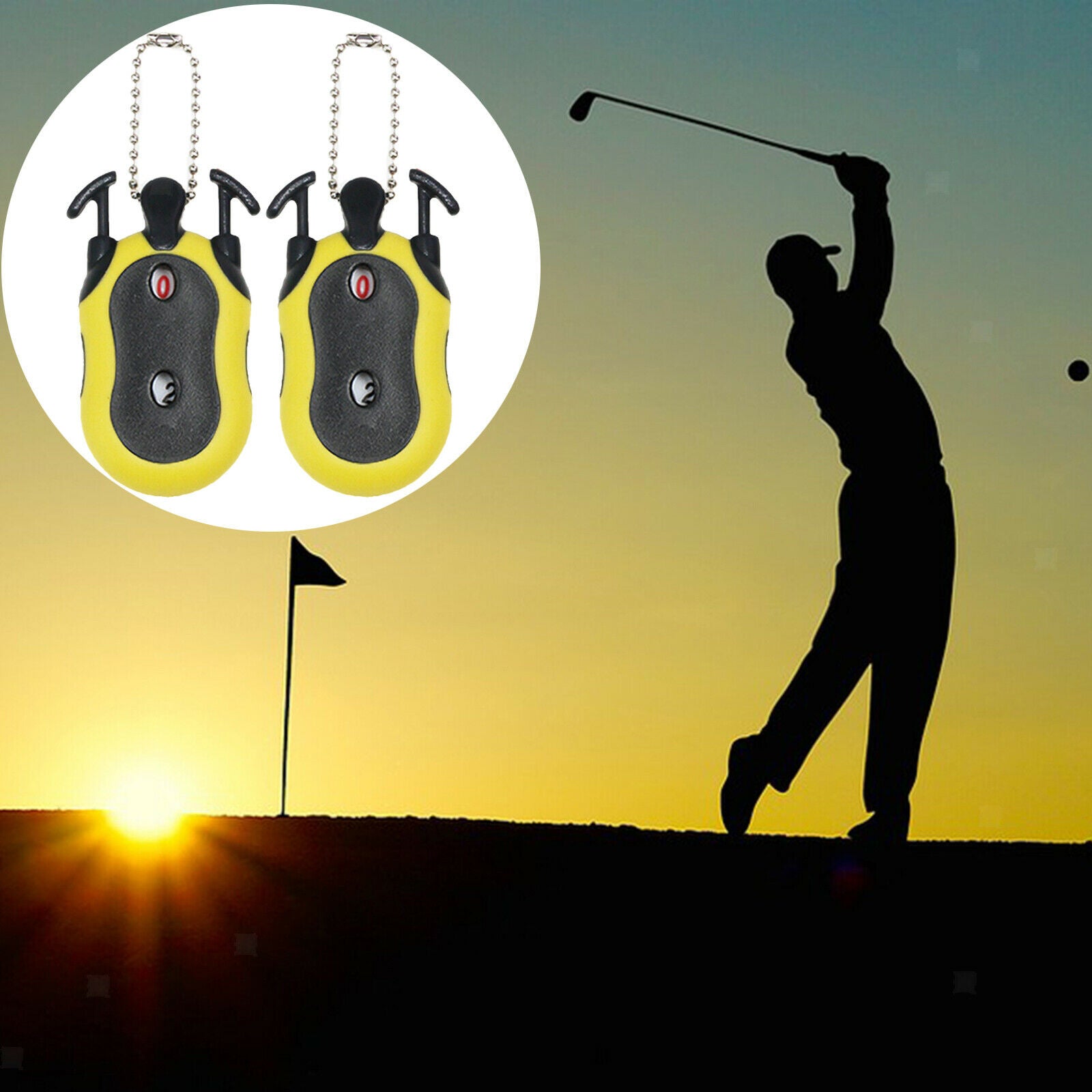 Golf Score Counter Double Dial Tally Keeper Scorer Scoring Indicator Yellow